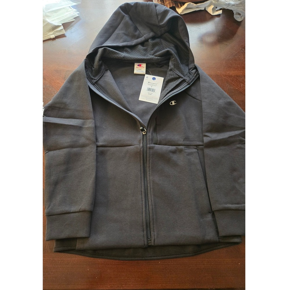 Champion Kids Black Double Knit Full Zip Hoodie Sweatshirt Size S 8 C935HD7005